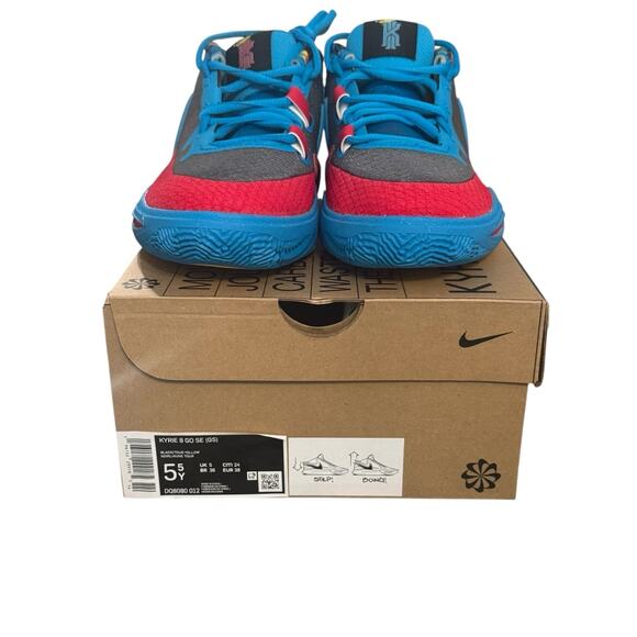 NIB! Nike Kyrie 8 GO SE GS Black Blue Tour Yellow Sneakers - Youth 5.5 - Picture 8 of 9